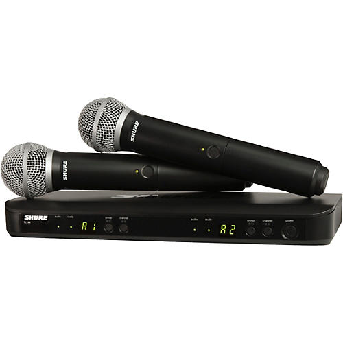 Shure BLX288/PG58 Dual-Channel Wireless System With Two PG58 Handheld Transmitters Condition 1 - Mint Band H11