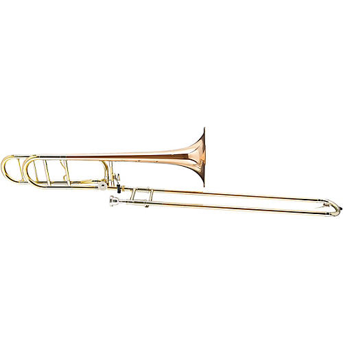 Blessing BTB-1488 Performance Series Bb/F Large Bore Rotor Trombone Outfit With Open Wrap Clear Lacquer Rose Brass Bell
