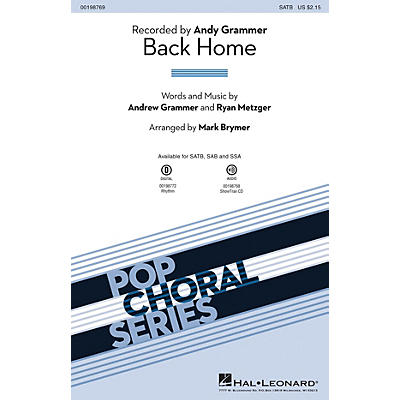 Hal Leonard Back Home SATB by Andy Grammer arranged by Mark Brymer
