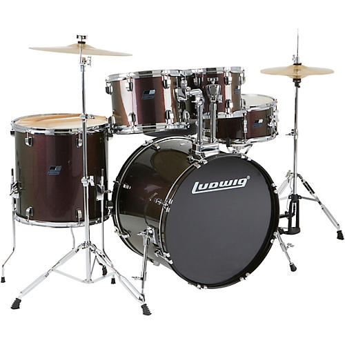 Ludwig BackBeat Complete 5-Piece Drum Set With Hardware and Cymbals - Metallic Purple Mist