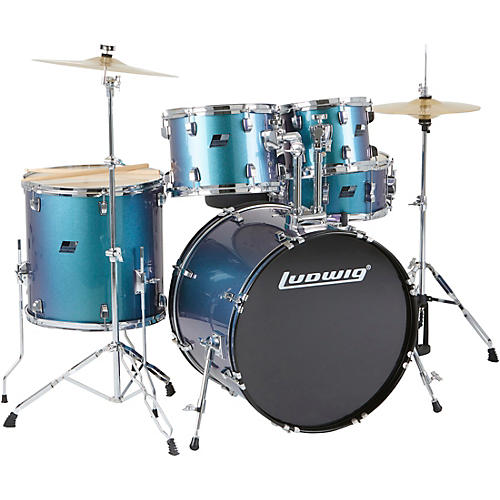 Ludwig BackBeat Complete 5-Piece Drum Set With Hardware and Cymbals - Pacific Mist