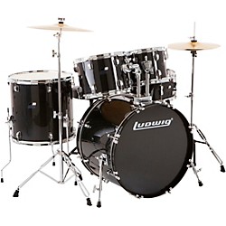 Backbeat Complete 5-Piece Drum Set with Hardware and Cymbals Level 1 Black Sparkle