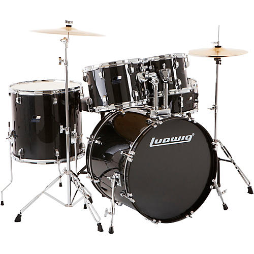 Ludwig BackBeat Complete 5-Piece Drum Set With Hardware and Cymbals Condition 1 - Mint Black Sparkle