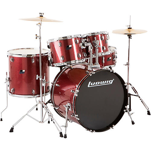 Ludwig BackBeat Complete 5-Piece Drum Set With Hardware and Cymbals Condition 1 - Mint Wine Red Sparkle