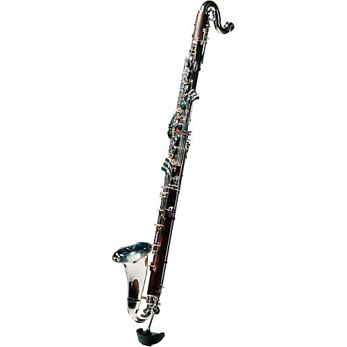 BACKUN Backun Q Series Low C Bass Clarinet in Cocobolo with Gold Plated Posts and Silver Plated Keys, 2-Piece Neck, Marcus Bonna Compact Case Silver Plated Keys Cocobolo Body