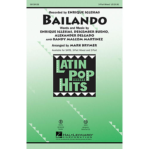 Hal Leonard Bailando 3 Part by Enrique Iglesias arranged by Mark Brymer