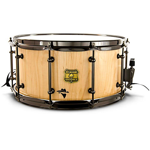 OUTLAW DRUMS Bandit Series Snare Drum with Black Hardware 14 x 7 in. Notorious Natural Wood