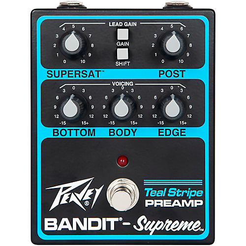 Peavey Bandit Supreme Teal Stripe Preamp Pedal Black and Teal