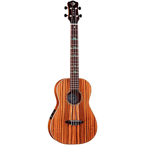 Luna Guitars Baritone Zebra Acoustic-Electric Ukulele Natural High Tide Design