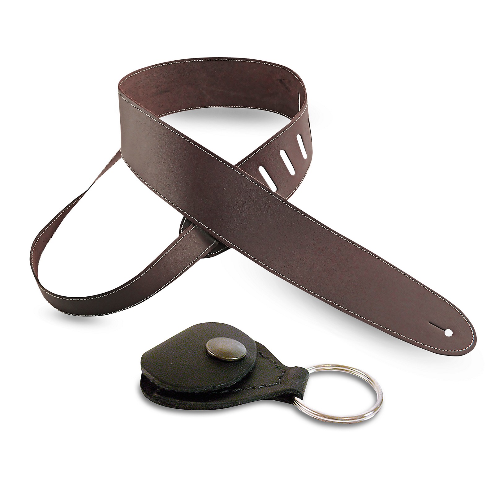 Perri's Basic Leather Guitar Strap with Leather Guitar Pick Key Chain