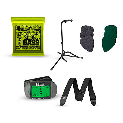 Musician's Friend Bass Accessory Kit: Strings, Picks, Strap, Tuner & Stand