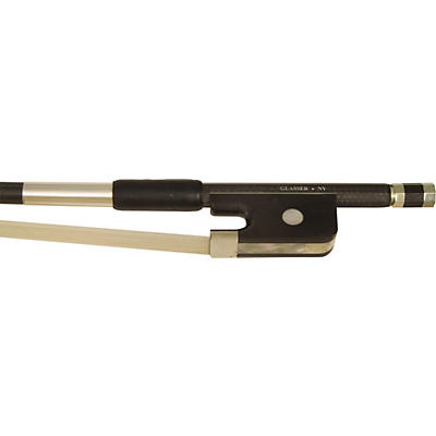Glasser Bass Bow French Braided Carbon Fiber Round, Fully Lined Ebony Frog, Nickel Wire Grip & Tip