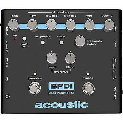 Acoustic Bass Preamp and DI Pedal With Overdrive