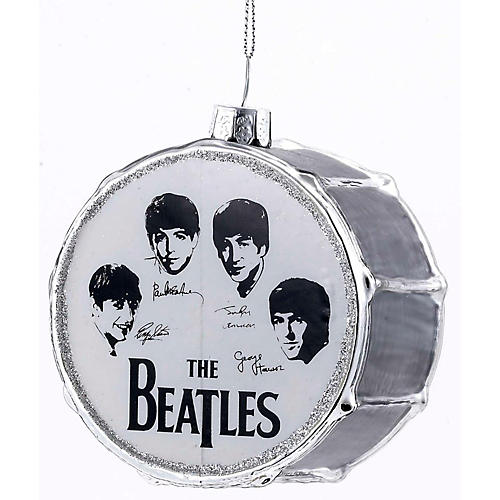 Beatles Glass Silver Drum Ornament