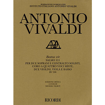 Ricordi Beatus Vir RV598 Study Score Series Composed by Antonio Vivaldi Edited by Michael Talbot