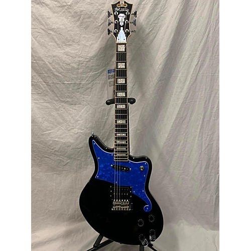 D'Angelico Bedford Solid Body Electric Guitar black and blue flake