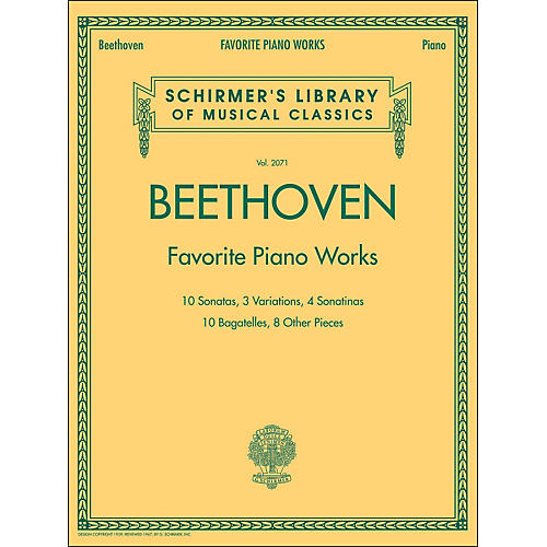 G. Schirmer Beethoven: Favorite Piano Works - Schirmer's Library Of Musical Classics LB 2071 By Beethoven