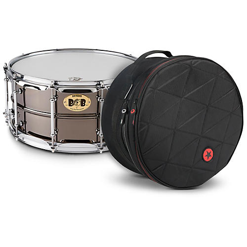 Big Black Brass Snare Drum with Tube Lugs and Chrome Hardware with Road Runner Bag