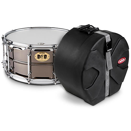 Big Black Brass Snare Drum with Tube Lugs and Chrome Hardware with SKB Case