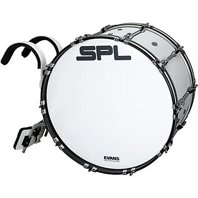 Sound Percussion Labs Birch Marching Bass Drum with Carrier - White