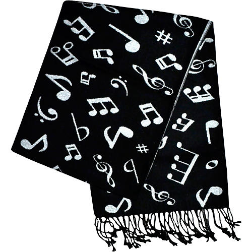 AIM Black And White Music Note Cashmere Scarf