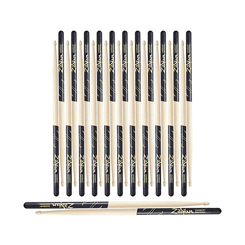 Zildjian Black DIP Acorn Tip Drum Sticks 12-Pack 5A Wood