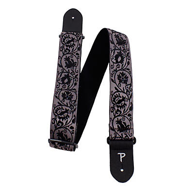 Perri's Black Lace Floral Jacquard Guitar Strap