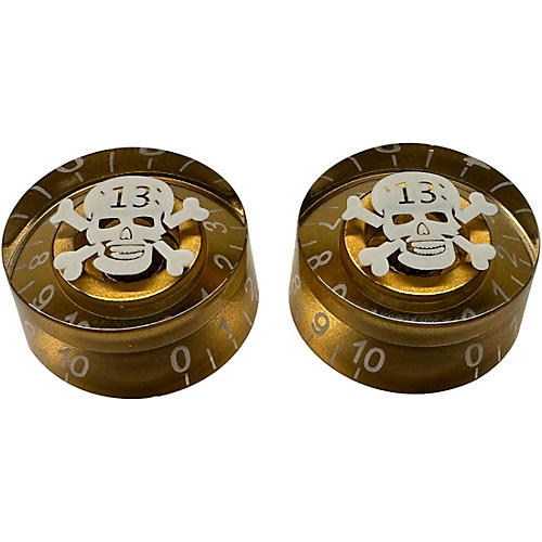 AxLabs Black Speed Knob With Skull Graphic - 2 Pack Gold/White