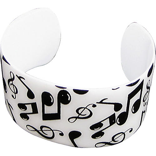 Black/White Musical Notes Cuff Bracelet