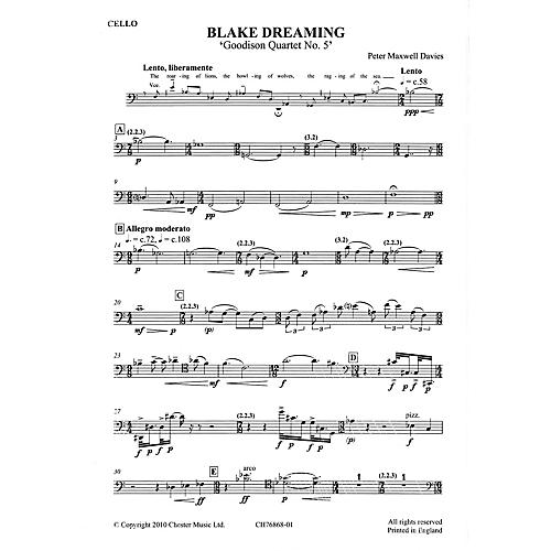 CHESTER MUSIC Blake Dreaming 'Goodison Quartet No. 5' Music Sales America Series  by Peter Maxwell Davies