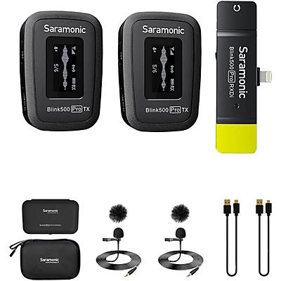 Saramonic Blink 500 Pro B4 Advanced 2.4GHz 2-Person Wireless Clip-On Microphone System with Lavaliers & Lightning Receiver for iOS Devices