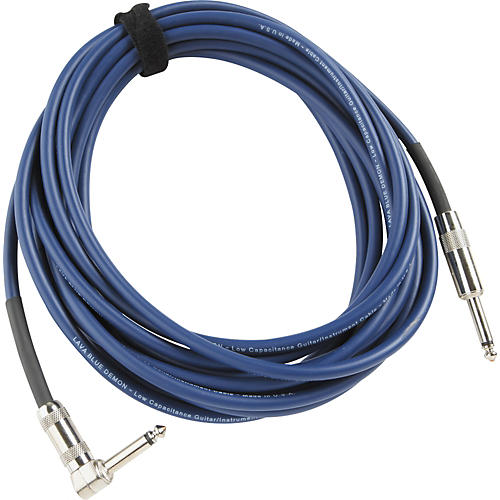 Lava Blue Demon Instrument Cable Straight to Right Angle Blue 15 ft.