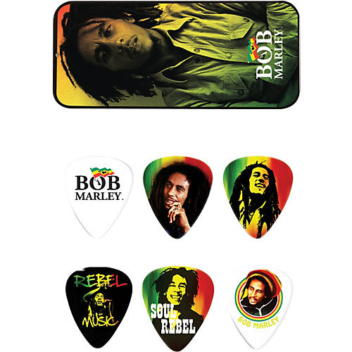 Bob Marley Rasta Man Pick Tin with 6 Heavy Picks