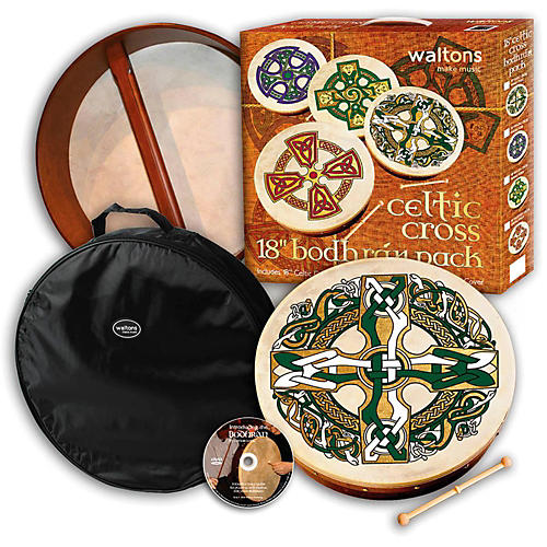 Waltons Bodhran Gift Pack Celtic Cross 18 in.