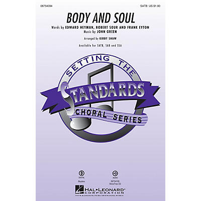 Hal Leonard Body and Soul SATB by Tony Bennett arranged by Kirby Shaw