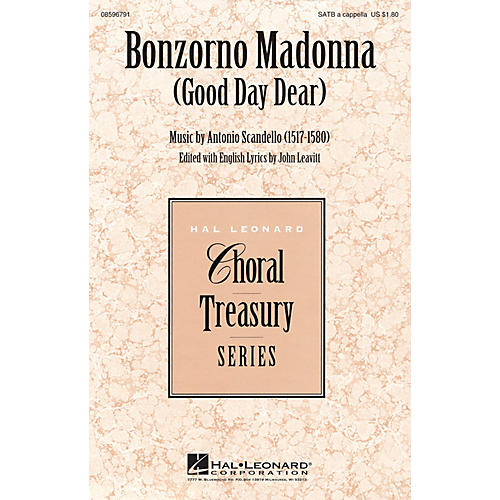 Hal Leonard Bonzorno Madonna (Good Day Dear) SATB a cappella composed by Antonio Scandello