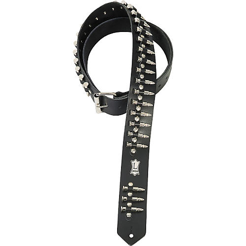 Levy's Boot Leather Guitar Strap With Metal Bullets Black