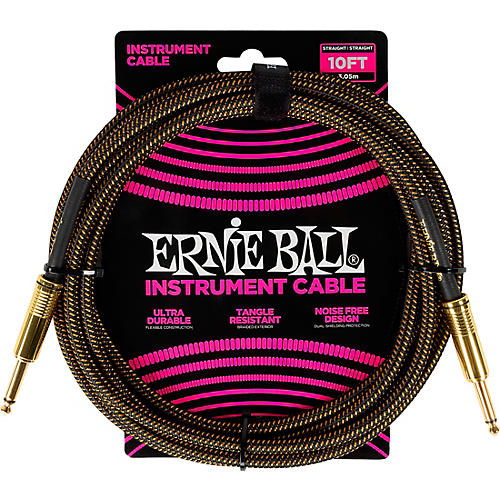 Ernie Ball Braided Instrument Cable Straight/Straight 10 ft. Pay Dirt