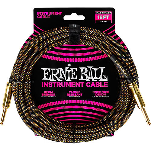 Ernie Ball Braided Instrument Cable Straight/Straight 18 ft. Pay Dirt