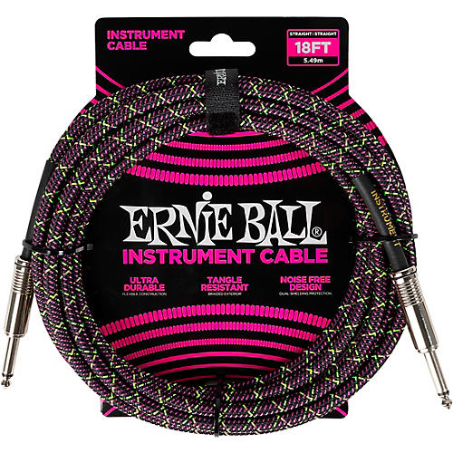Ernie Ball Braided Instrument Cable Straight/Straight 18 ft. Purple Python
