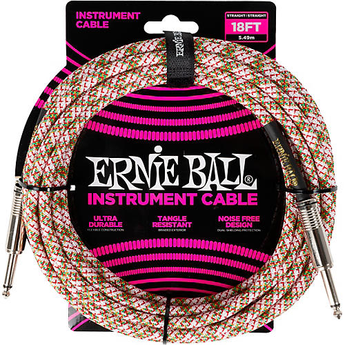 Ernie Ball Braided Instrument Cable Straight/Straight Emerald Argyle 18 ft.