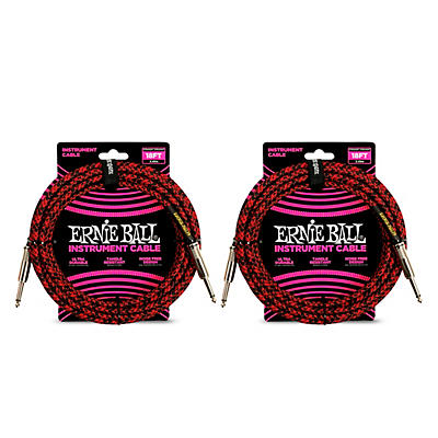 Ernie Ball Braided Straight to Straight Instrument Cable, 2-Pack