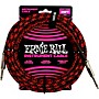 Ernie Ball Braided Straight to Straight Instrument Cable 25 ft. Red/Black