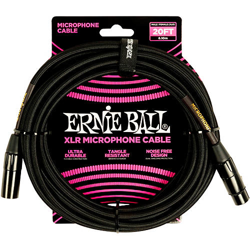 Ernie Ball Braided XLR Microphone Cable 20 ft. Black