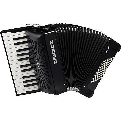 Hohner Bravo II 48 Accordion with Black Bellows Black