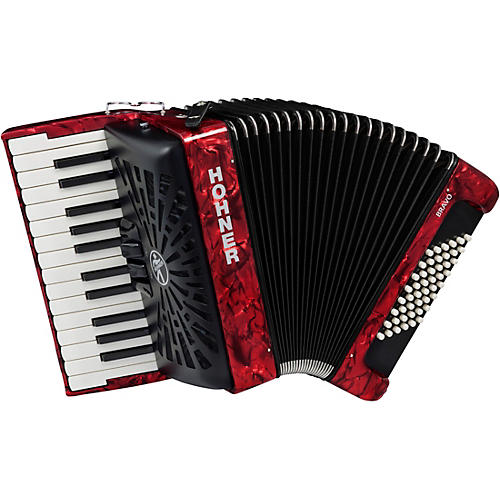 Hohner Bravo II 48 Accordion With Black Bellows Condition 1 - Mint Red