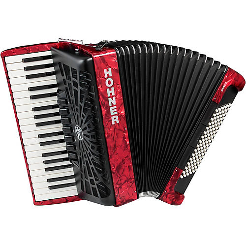 Hohner Bravo III 96 Accordion With Black Bellows Red