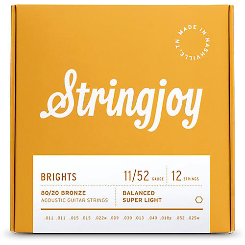 Stringjoy Brights 12 String 80/20 Bronze Acoustic Guitar Strings 11 - 52