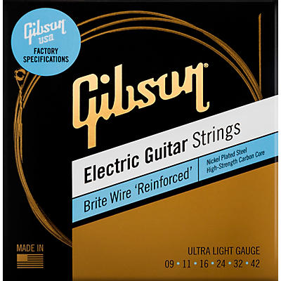 Gibson Brite Wire 'Reinforced' Electric Guitar Strings, Ultra Light Gauge