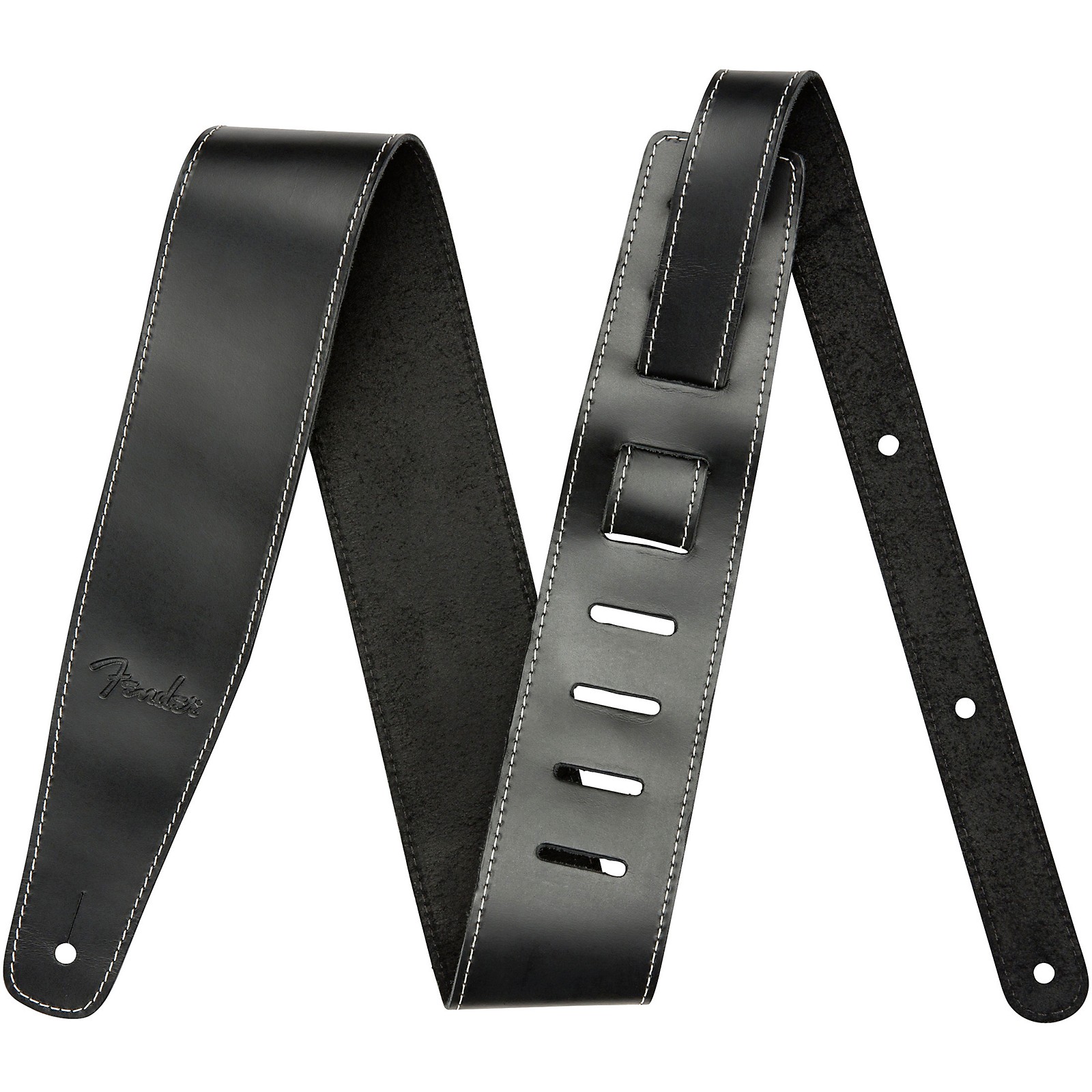 Fender BrokenIn Leather Strap Black 2.5 in. Musician's Friend